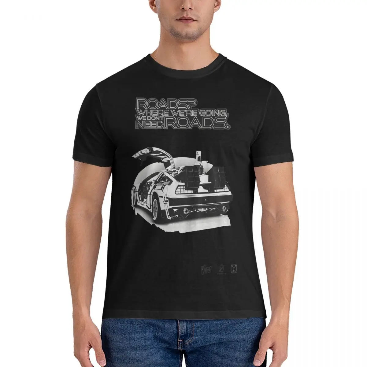 Delorean Vector Men's T Shirts Back to the Future Fashion Tee Shirt Short Sleeve O Neck T-Shirts Cotton Gift Idea Clothing