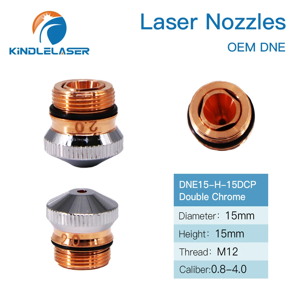 Ugelli Laser DNE KINDLELASER cromati singoli/doppi strati D15mm H15mm calibro 0.8-4.0mm per testa di taglio Laser in fibra DNE