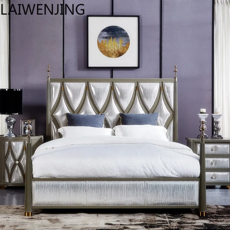 

SGF American light luxury solid wood bed modern simple bedroom wedding bed furniture