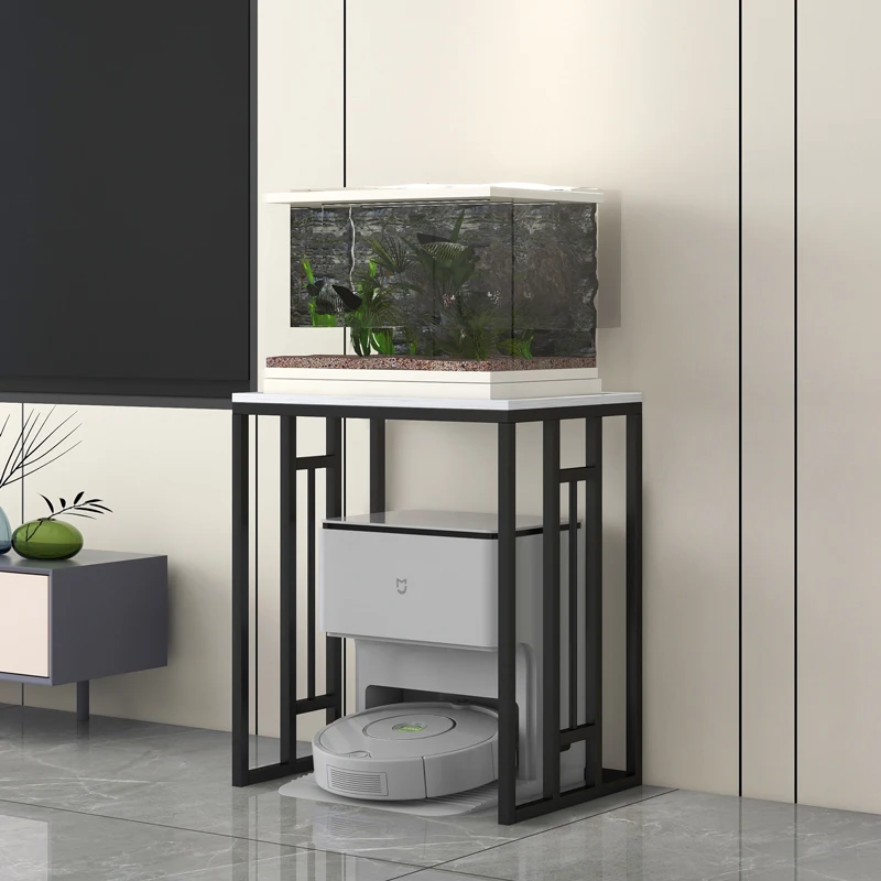 Shelf Cream Wind Marble Fish Tank Rack Turtle Tank Placement Cabinet Storage Living Room Sofa