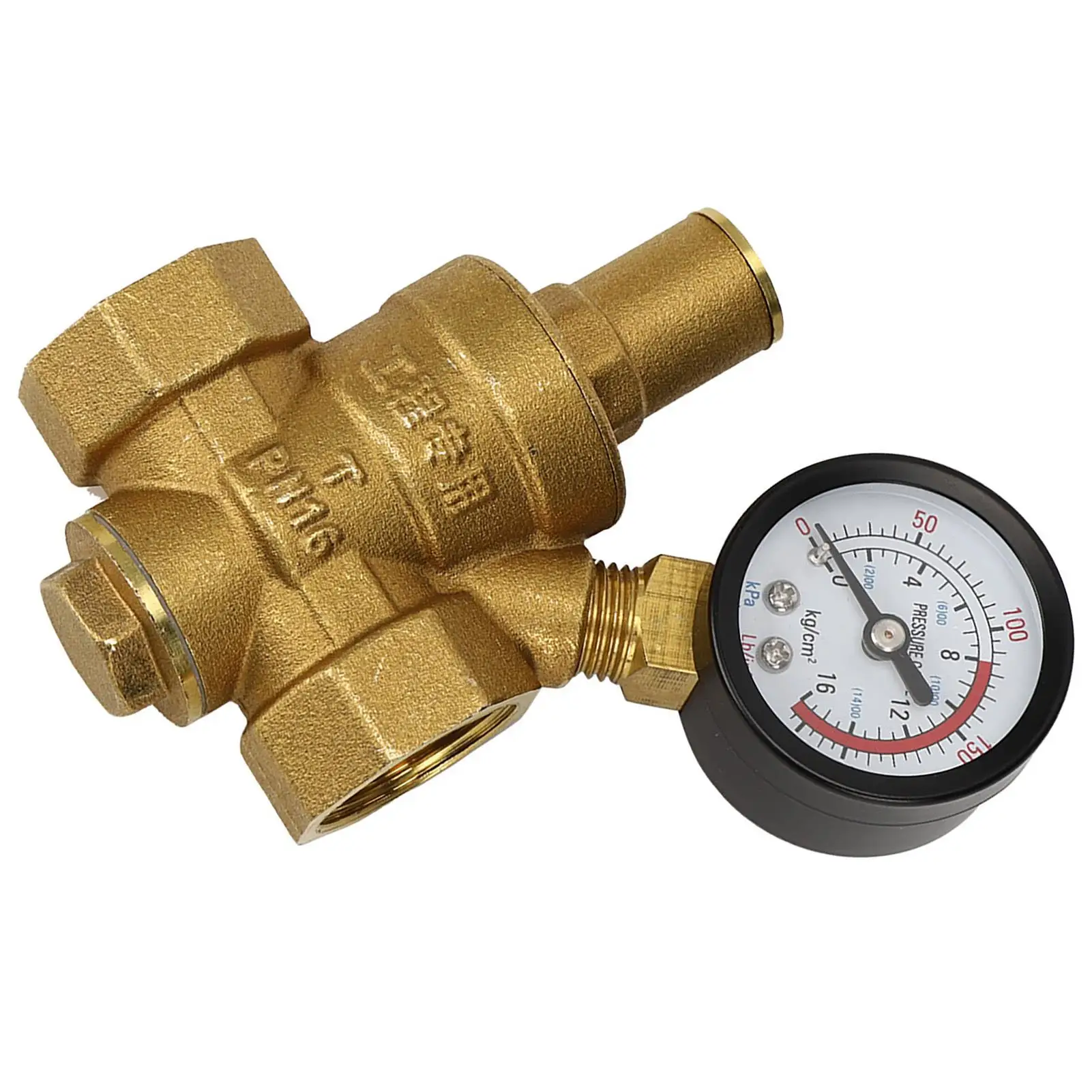 Brass Adjustable Water Pressure Regulator DN25/DN20/DN15 - Reducer with Welding Pressure Gauge Meter