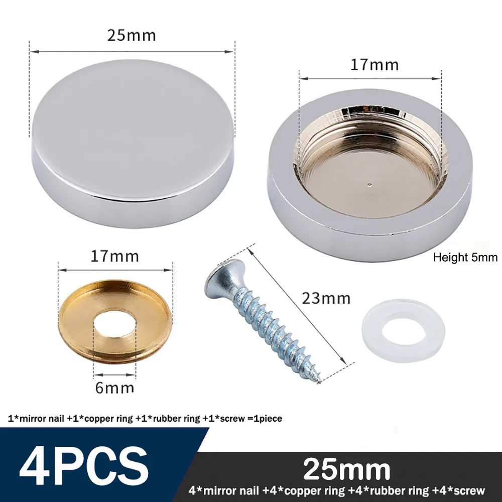 Home Improvement Copper Screws Decorative Cap Silver Multiple Sizes Nails Fasteners Decoration Screw Covers Mirror