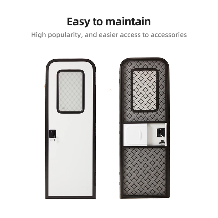 Foam Insulated Aluminum Alloy RV Single Point Door Motorhome Accessories Customizable Size Camper RV Entry Door