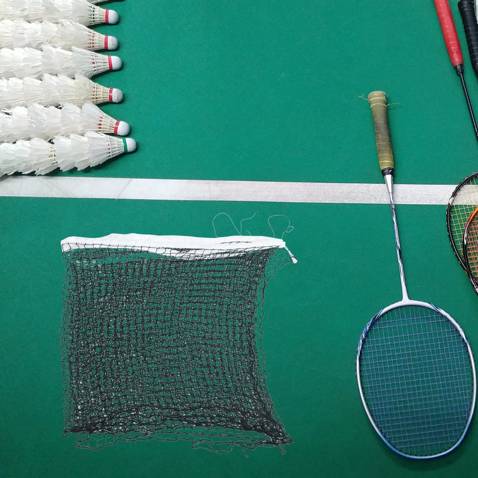 

780x62cm Nylon Badminton Net Portable for Backyard Stadium Family Training Strong Metal Wire Reinforced Easy Tie on Installation