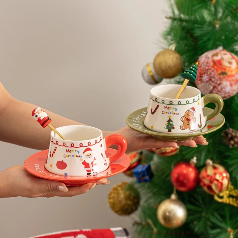 

Home Gifts Merry Christmas Series Christmas Ceramic Coffee Cups Saucers Mugs Sets
