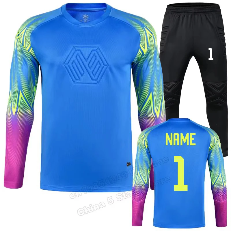 Custom Men Women Goalkeeper Uniforms ,Long Sleeve Soccer Shirt,Football Train Goalkeeper Top Soccer Pants Shorts Set 2XS-4XL
