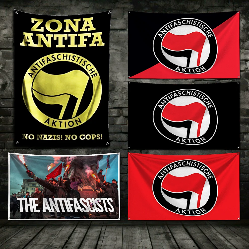 3x5 Ft Antifascist Action Anti-Racism Flag Polyester Digital Printing Banner for Garage Wall Out Door Decoration With Grommets