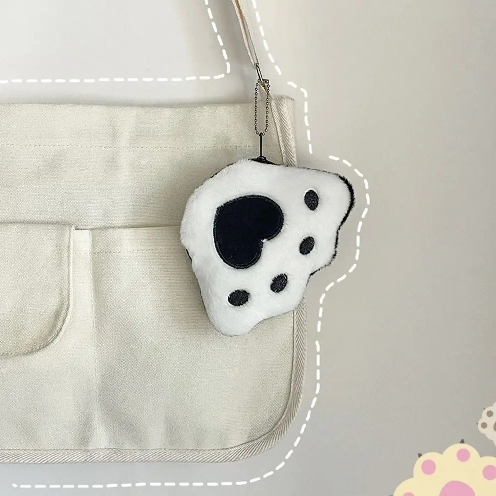 Creative Small Wallet Cat Paw Coin Purse Heart Soft Plush Doll Keychain Coin Storage Bag Toys Cartoon Bag Pendant Birthday Gift