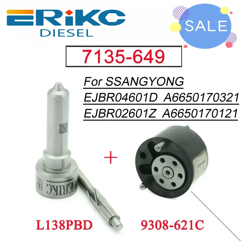 EJBR04601D Common Rail Valve 9308-621C NOZZLE L138PBD REPAIR KITS 7135-649 FOR Euro 3 SSANGYONG DELPHI EJBR02601Z REXTON 2.7L