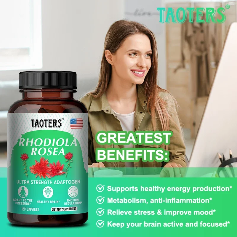 100% Natural Plant Rhodiola Rosea Capsule Supplement - Super Adaptogen Helps Relieve Stress, Healthy Brain & Mood Regulation