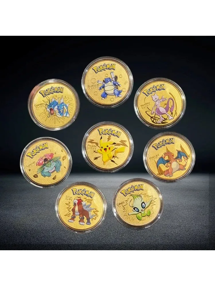 Pokemon Gedenkmünze Metallmünzen Anime Gedenkmünze Glurak Goldene Pokemon-Karten Runde Metallmünze Geburtstagsgeschenk