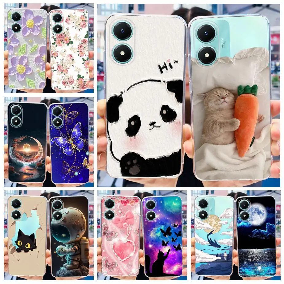 For Vivo Y02s Case V2203 Cute Painted Cover Clear Silicone Soft TPU Phone Case For Vivo Y02s Y 02 s VivoY02s Fundas 6.51'' Shell