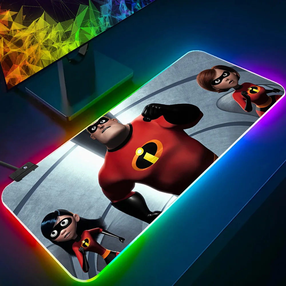 The Incredibles RGB Pc Gamer Keyboard Mouse Pad Mousepad LED Glowing Mouse Mats Rubber Gaming Computer Mausepad