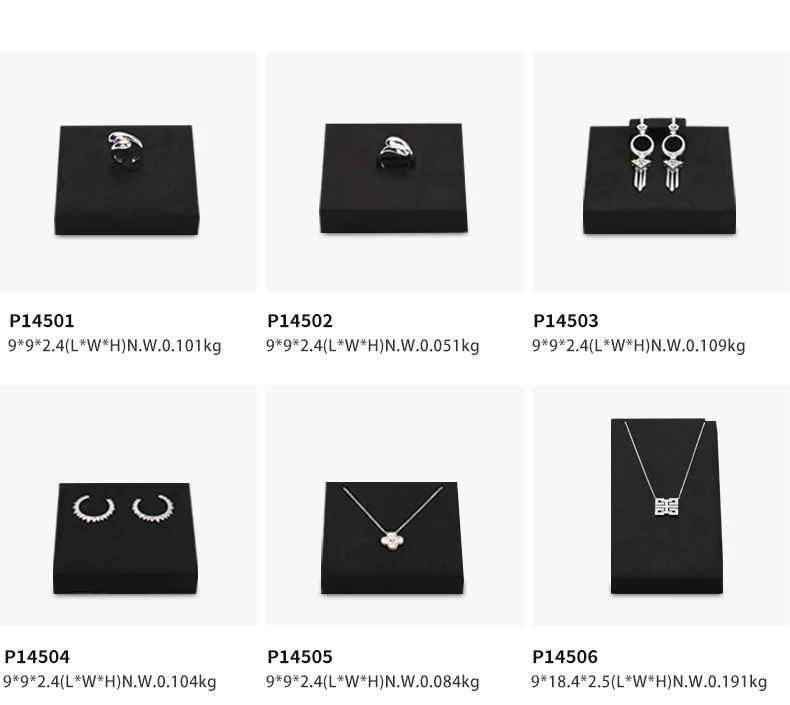 Oirlv Schwarzes Schmuck-Display-Set aus Mikrofaser für Halsketten, Ringe und Ohrringe, Kombinierbare Metall-Schmuck-Display-Tabletts für Geschäfte – Detail 9