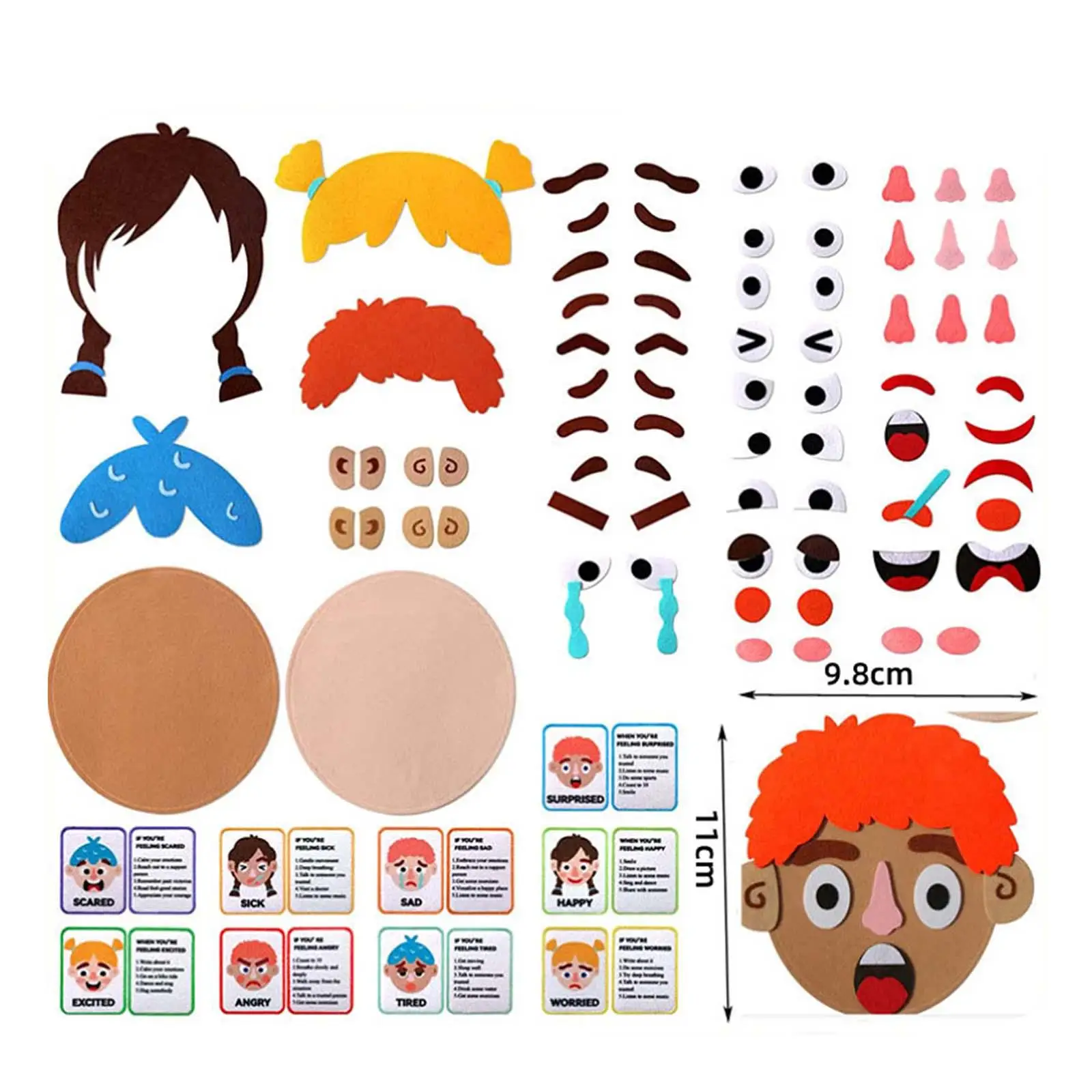 Jeux d'apprentissage émotionnel avec visages amusants, activités express des émotions, faire des visages amusants, autocollants, jeux pour enfants garçons et filles âgés de 3 ans et plus