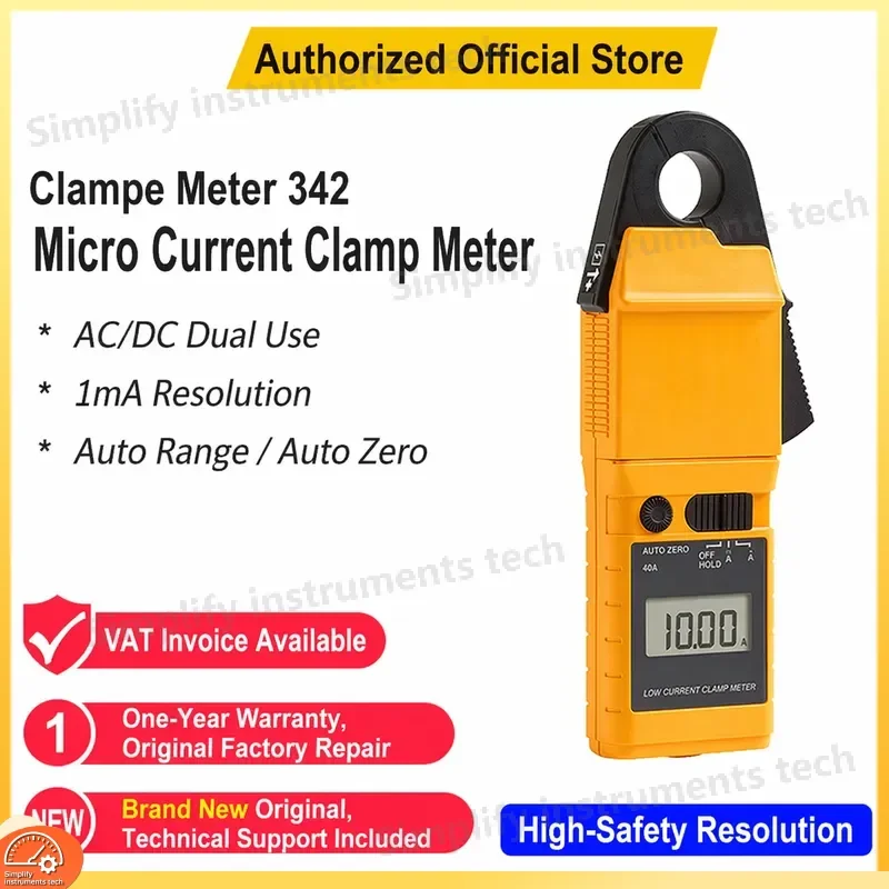 F342 Small Current Clamp Meter AC DC Clamp Meter High Precision Leakage Current Tester Ampere Level Multimeter for