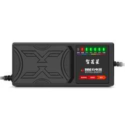 Cargador de vehículo eléctrico de 48V 20AH, pantalla de alimentación de 7 luces, protección contra fugas de corriente/pulso completo, enchufe de la UE