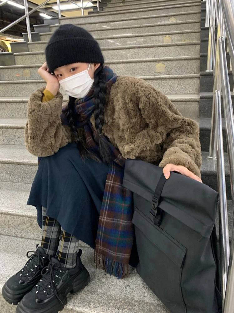 Jaqueta de lã de cordeiro primavera mulher clássico fantasia retro quente grosso elegante aconchegante moda senhoras vintage longo estilo preppy namorado ins