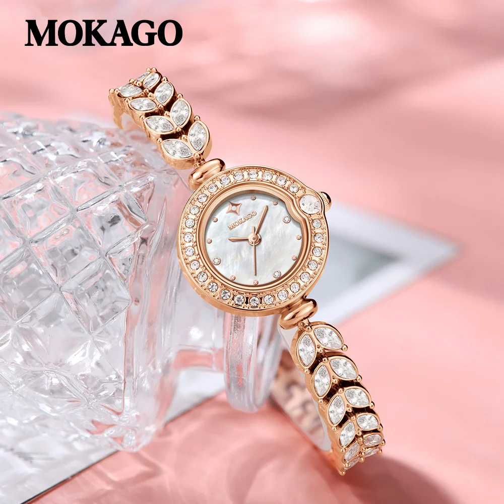Fashion Women's Small Analogue Watch Waterproof Simulated Diamond Dial Stainless Steel Bracelet Luxury Ladies Wristwatch