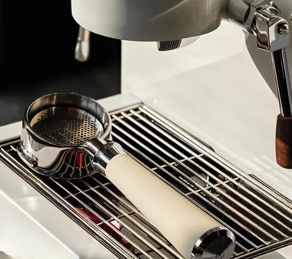 Stainless Steel Bottomless Portafilter Handle For Coffee Machine 304 Material Precision Filter Mesh Easy Clean White Finish