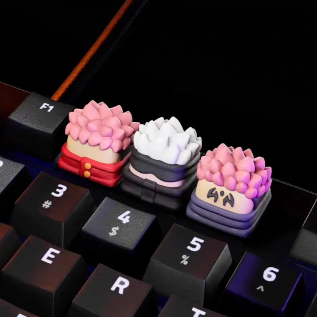 Ceke Anime Beeldje Keycaps 3d Creatieve Hars Handgemaakte Keycap Voor Mechanische Toetsenbord Pc Gamer Accessoires Keycaps Geschenken