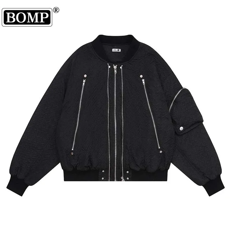 [BOMP] High Street Zipper Design, Pilot Clip Jacket Jacket, Men's Trendy Loose Casual Heavy-duty Cotton