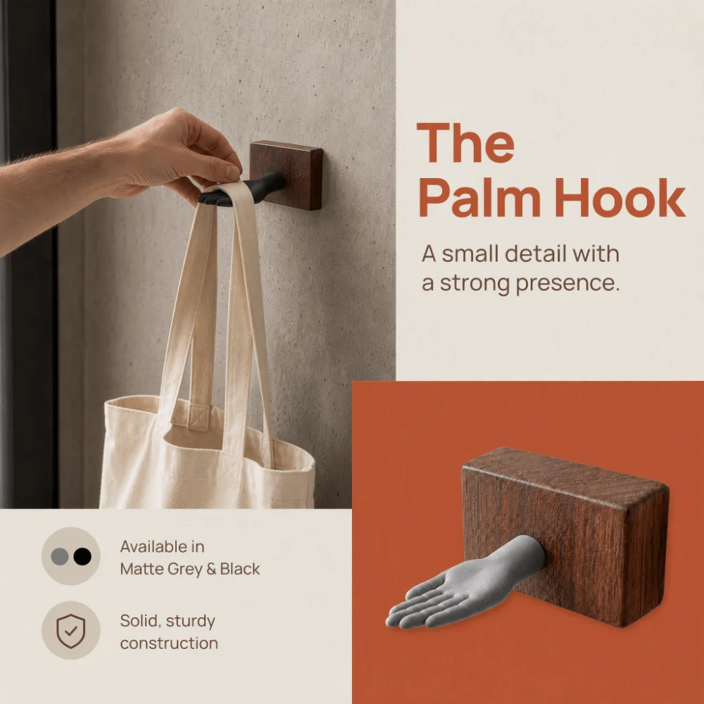 3D Printed Hand Shape Screw Hook Multipurpose Realistic Key Holder Hook Creative Novelty Wall Mount Key Holder Storage Organizer