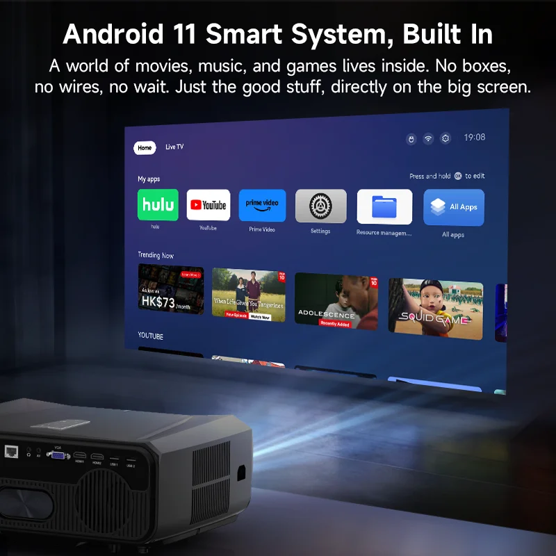 1900ANSI スマートプロジェクター、Android 1 - 4K Smart Projector Android 11 Wifi 6 のレビューと価格