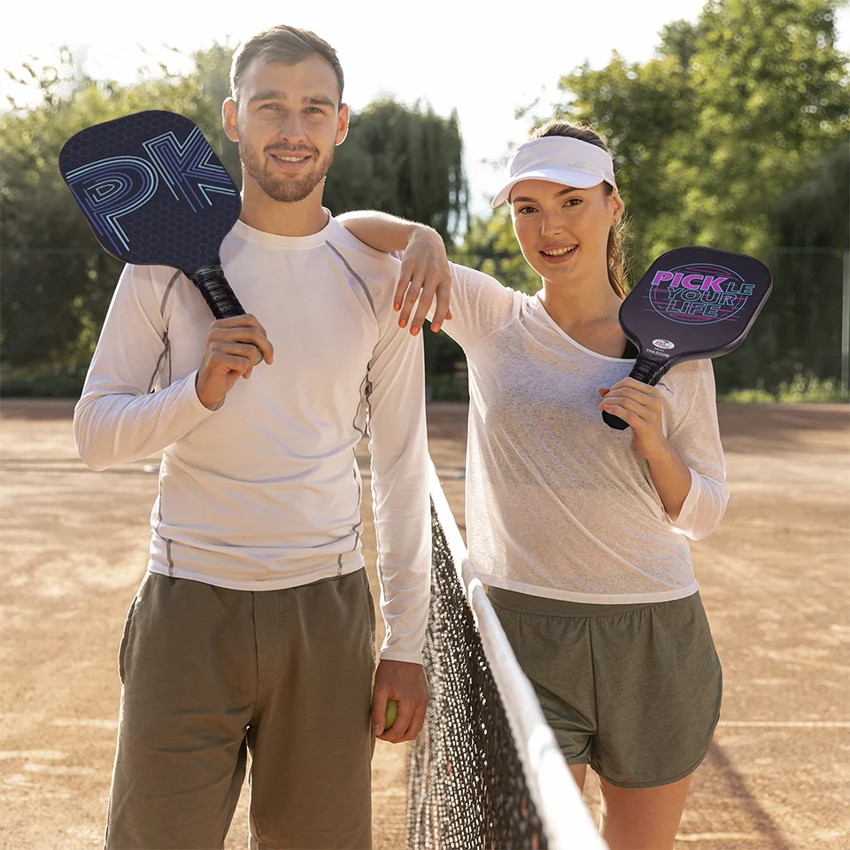 Pickleball Paddle glass fibre Carbon Surface with High Grit & Spin  Compliant Enhanced Power Sweet Spot  Raw Carbon Fiber Paddle