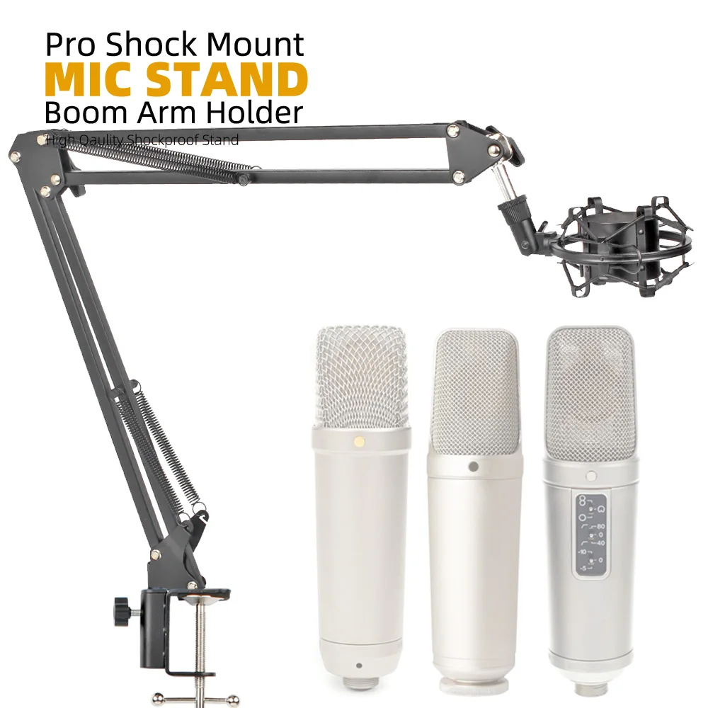 Tabletop Suspension Microphone Stand Compatible With Rode NT2 NT1000 NT 2 1000 NT1-A NT2-A Desk Mic Boom Arm Shock Mount Holder