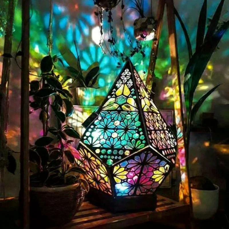 

1 Set Floor Decorative 3D Pattern Modern Usb Bohemian Led Projection Table Lamp Light Projector Colorful Desk Night Decoration