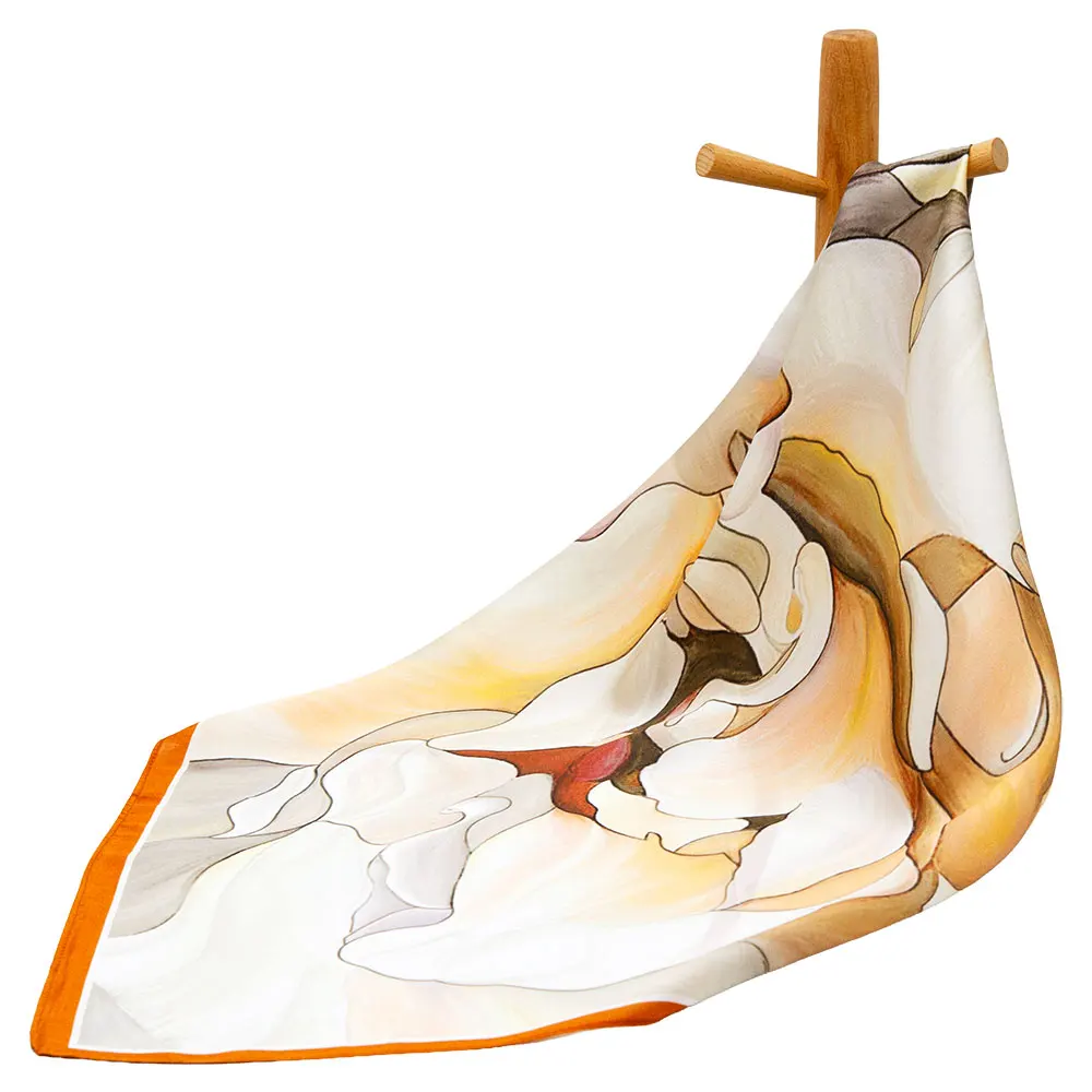 

Шелковый платок 53 см с росписью пионами, роскошный квадратный шарф для женщин, модный аксессуар, подарок для детей