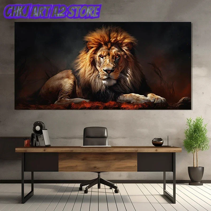 Impressive Lion Wildlife Animal Office Poster and Prints Canvas Painting Wall Art Pictures Home Decor Cuadros