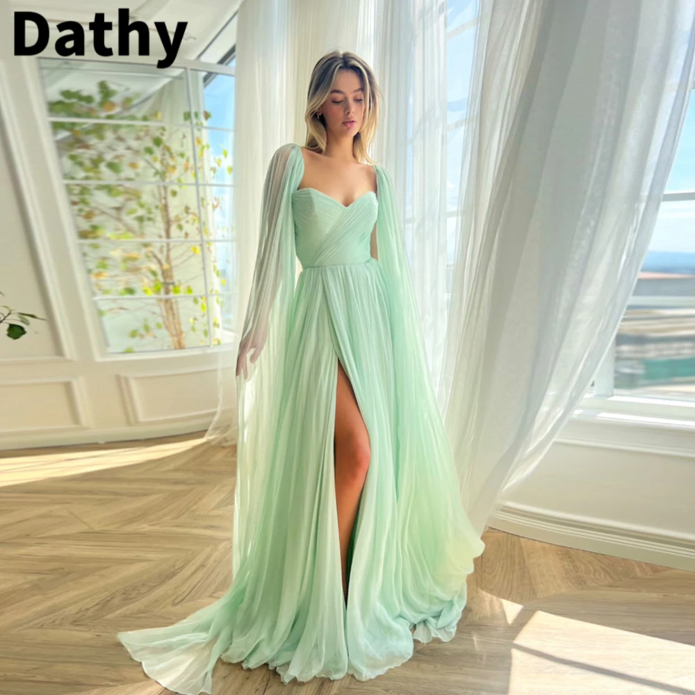 Dathy Mint Whisper Draped Gown Tulle A-line Luxury Evening Dresses 2023 Formal Occasion Dresses Women's Evening Dresses