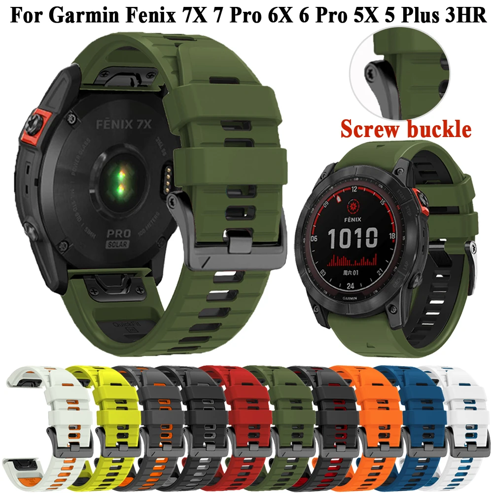 Correa de silicona de dos tonos para reloj, pulsera QuickFit de 22/26mm para Garmin Epix Gen 2 /Fenix 7X 7 Pro/Quatix 6 6X 5X/Forerunner 935
