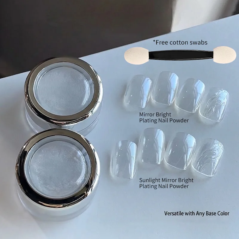 Y2K Sommer Sonnenlicht Hochtransparentes Nagel-Chrompulver Spiegelglanz Perlweiß Nagel-Reibepulver DIY Maniküre-Staub – Detail 4