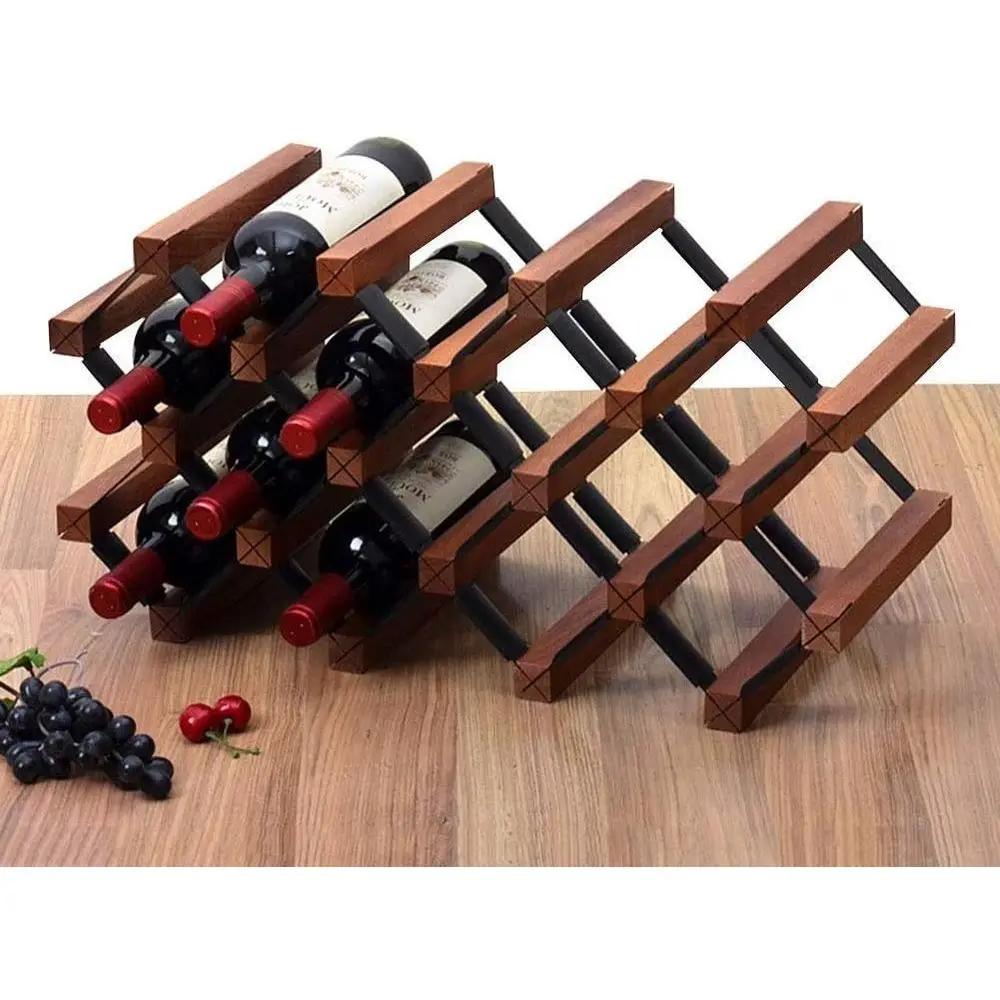 

Wooden 21-Bottle Wine Rack for Countertop, Bar or Cellar Storage