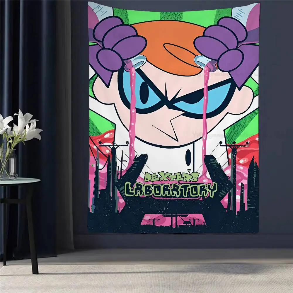 

Cartoon D-Dexters L-Laboratory Hanging Bohemian Tapestry Hanging Tarot Hippie Wall Rugs Dorm Home Decor