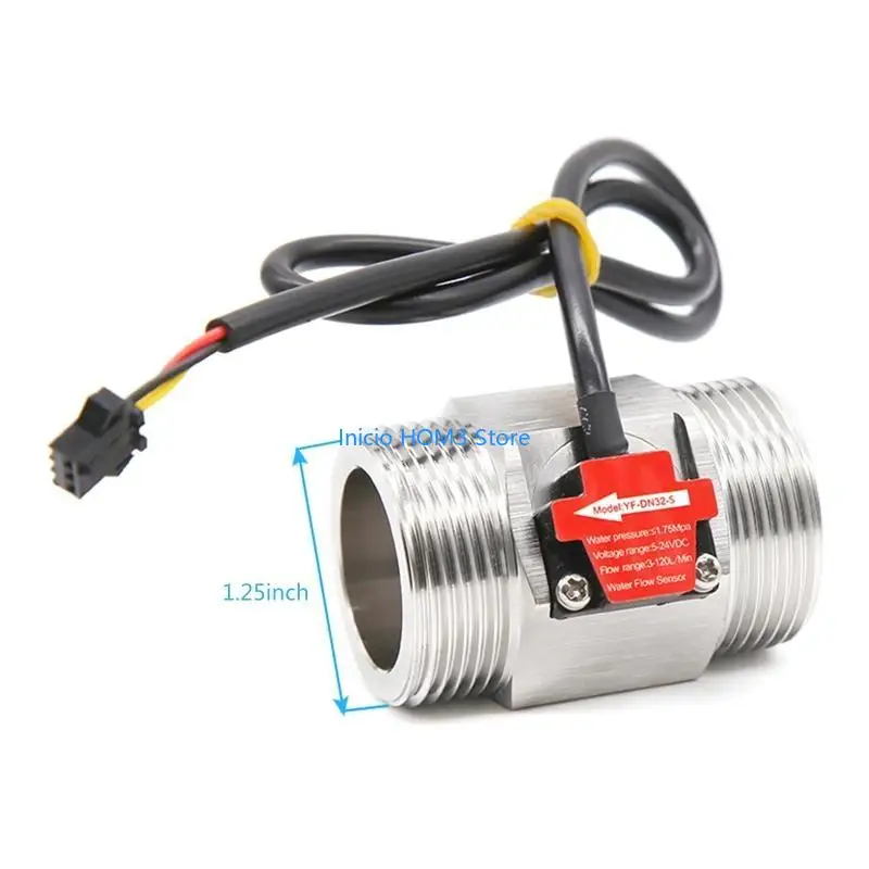 

A5YD 1.25" Stainless Steel Hall Effect Liquid Water Switch Meter, Flowmeter Hall 5-24VDC