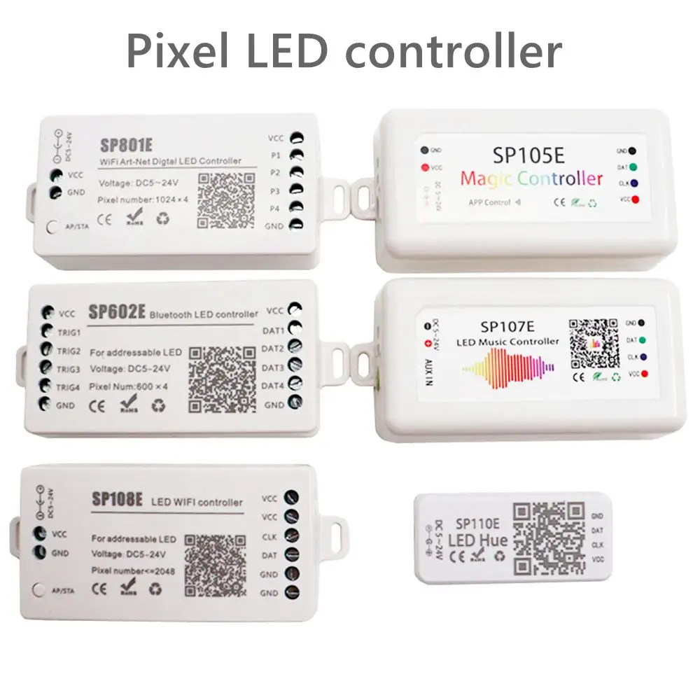 WS2812B WS2811 kontroler taśm LED pikseli Wifi/Bluetooth/sterownik muzyczny SP108E SP511E SP801E SP110E SP105E SP107E DC5-24V