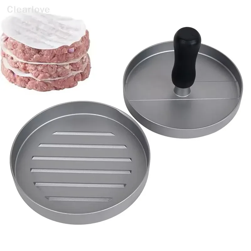 Burgerpresse aus Edelstahl, Hamburgerpresse, Fleischform für Feinkost, Küchenzubehör, Patties-Former, Fleischstampfer, rund