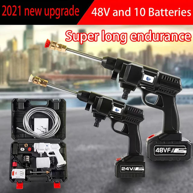 300W 48V Power Washer with Accessories Portable Power Cleaner with 6-in-1 Adjustable Nozzle Suitable for Washing Cars