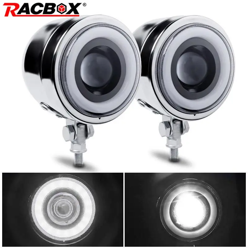 

Мотоциклетная светодиодная фара «ангельские глазки» DRL Модифицированная мотоциклетная Дополнительная фара дальний и ближний свет сигнасв...