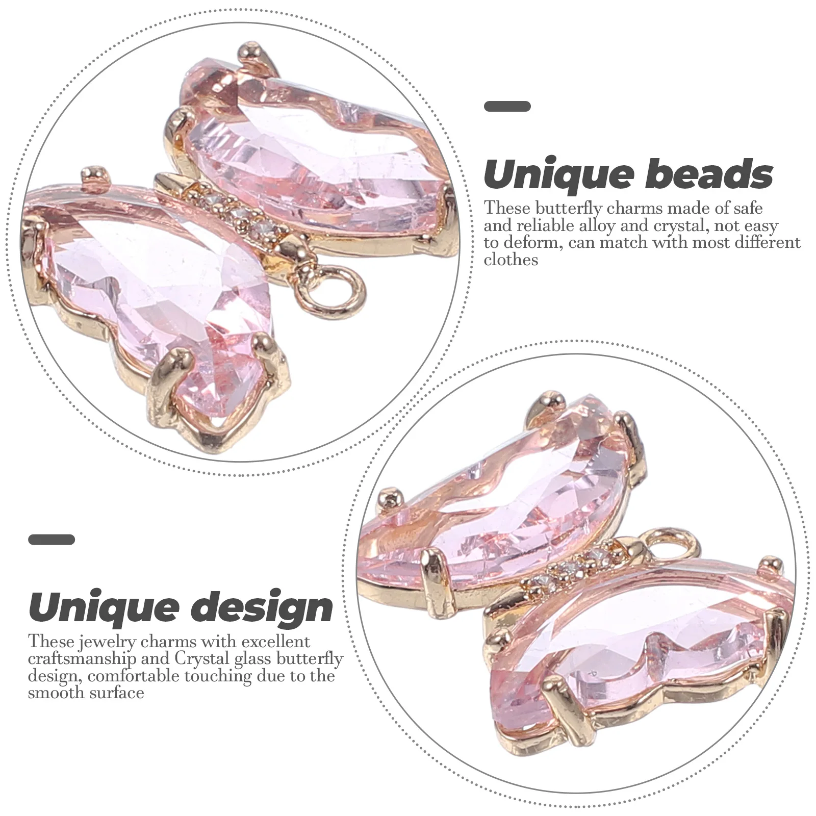 

10Pcs Crystal Glass Butterfly Pendant Charms Delicate Accessory for Necklace Keychain DIY Crafts Creative Jewelry Making