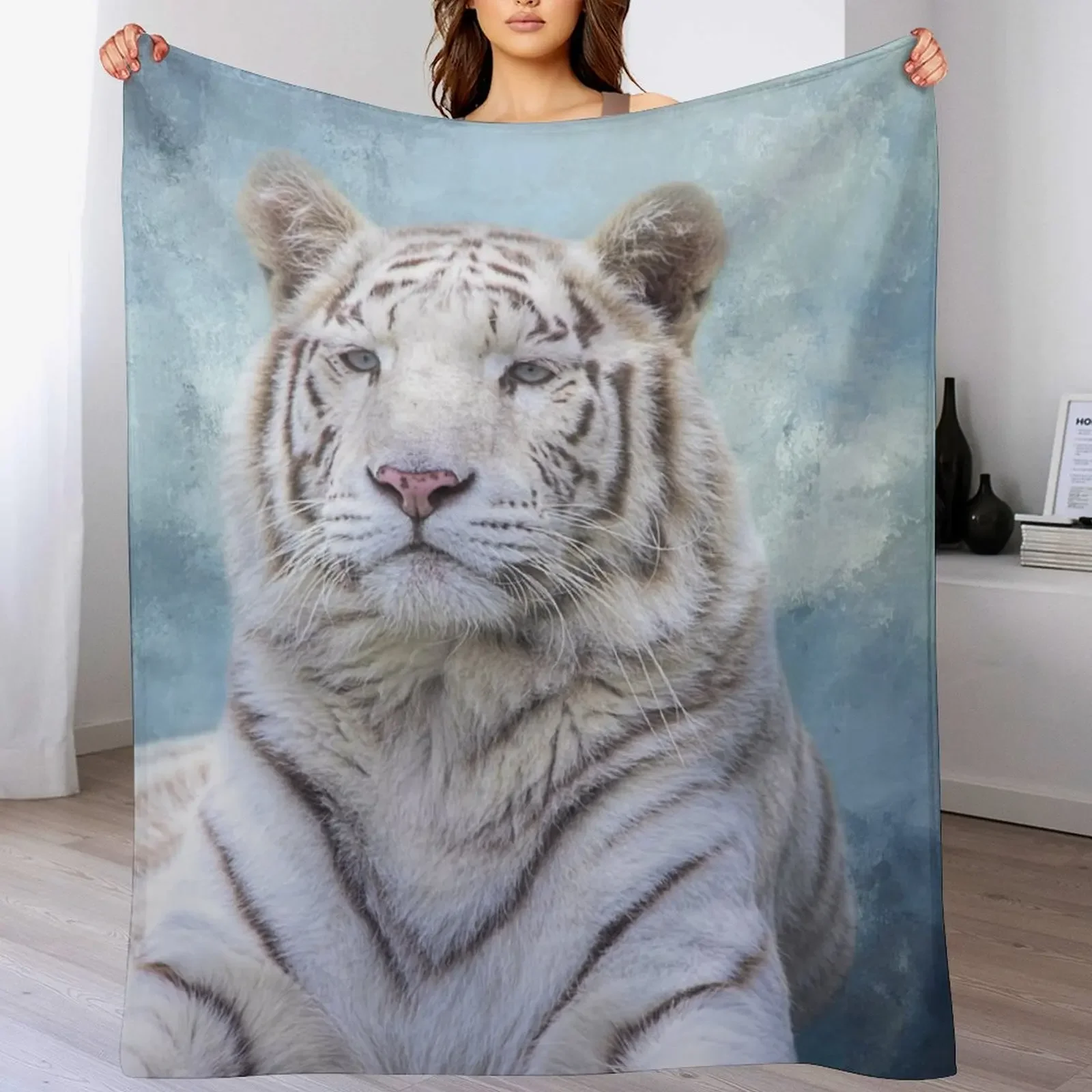 New White Bengal Tiger Throw Blanket Furrys Plush sofa bed Travel Blankets