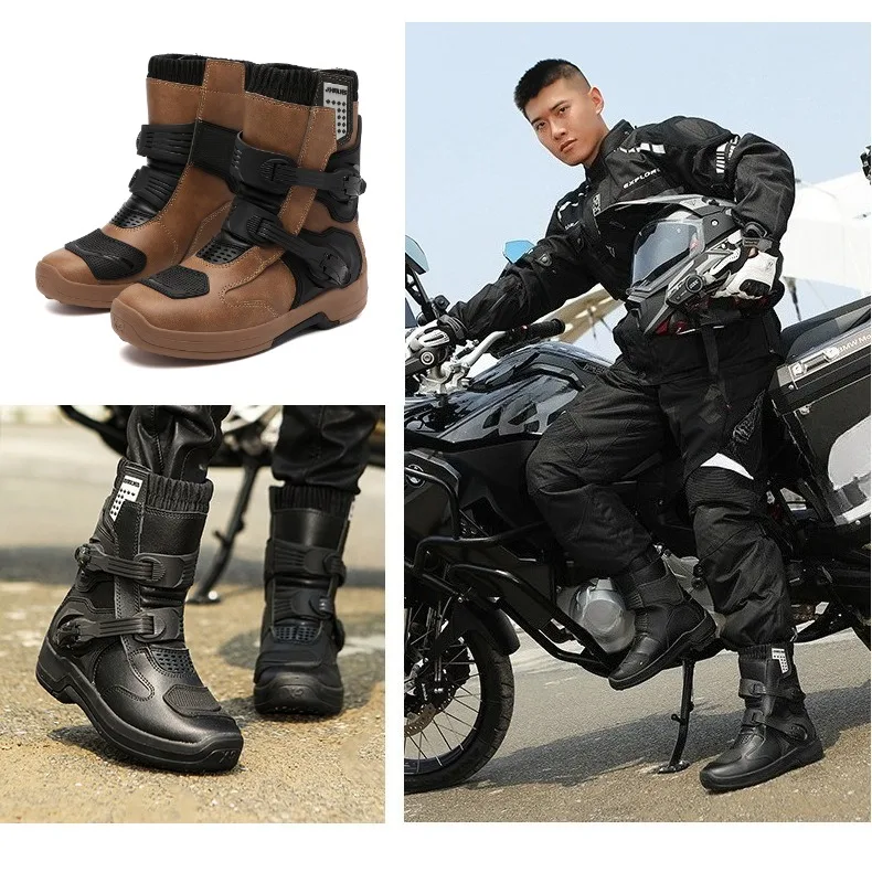Men Waterproof Motorcycle Riding Shoes Outdoor Touring Racing Anti-fall Protective Boots Ankle Support Shift Protection1