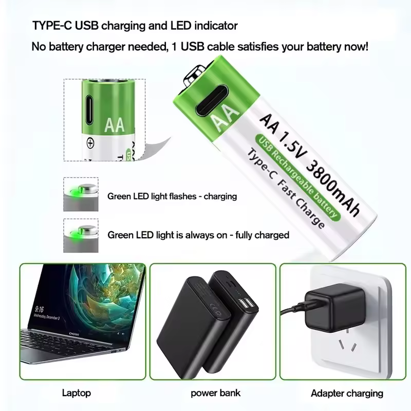 2025NEW Lithium-Ion Battery Type-C Rechargeable High-Capacity Battery AA&AAA Battery For remote control, mouse, electric toys - Image 6