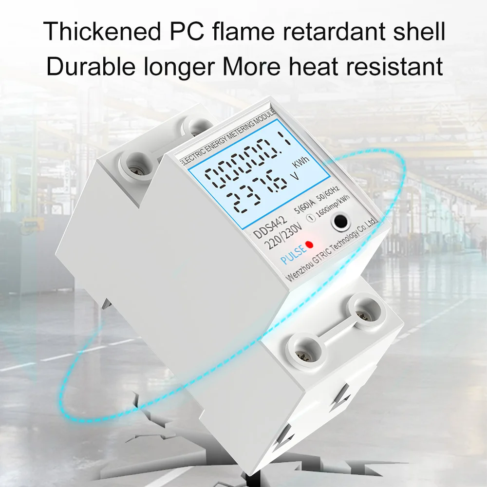 GTRIC licznik energii elektrycznej 2P jednofazowy cyfrowy wyświetlacz LCD montaż na szynie DIN 2-przewodowy licznik elektryczny watomierz AC 230V