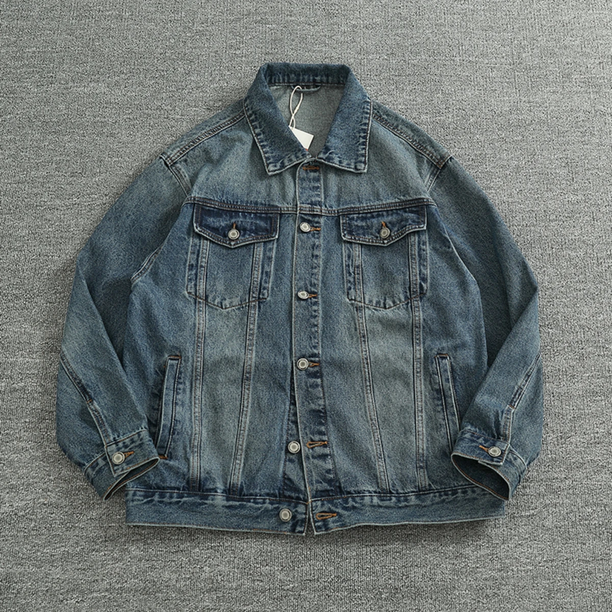 

Common wash denim jacket men's top High street fashion cargo denim casual jacket