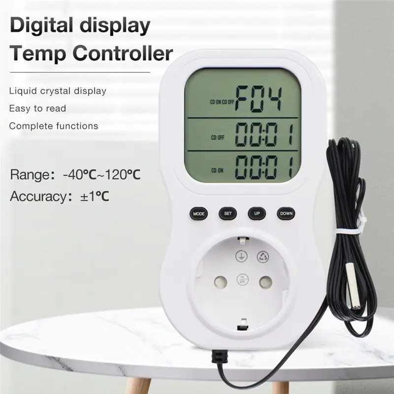 FFYY-Nieuwe intelligente digitale temperatuurweergave Constante temperatuur Tijdschakelaar Socket Elektrische stroomdetector EU-stekker